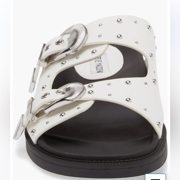 Steve Madden Connely Buckle Slide Sandal White Womens Sz 7.5 - Picture 4 of 11